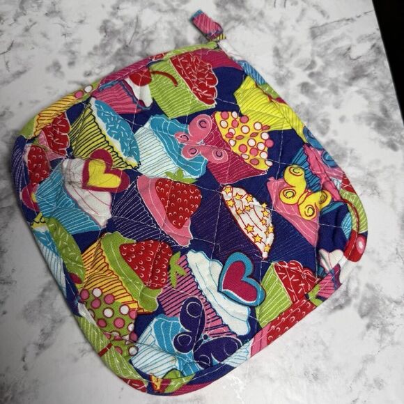 Two Lumps of Sugar Colorful Cupcake Theme Potholder Oven Mitt Set NWOT - Picture 2 of 5